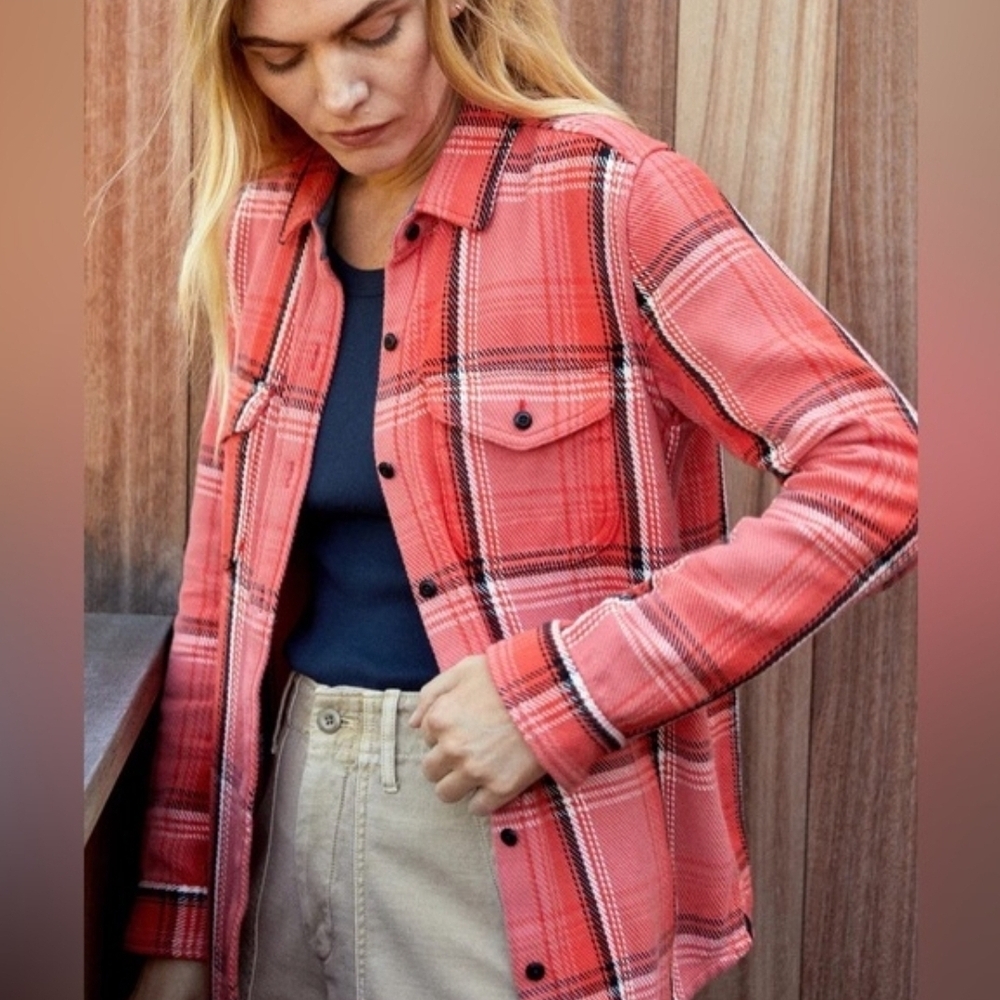 Outerknown Blanket Shirt Bright Corak Andover Plaid Shacket Organic Cotton